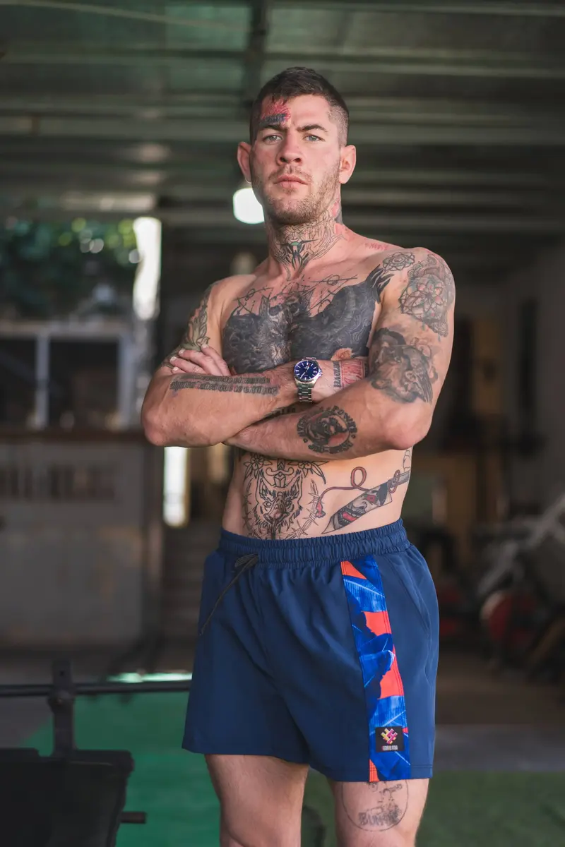 Short Línea recta(azul y detalle Tropical)